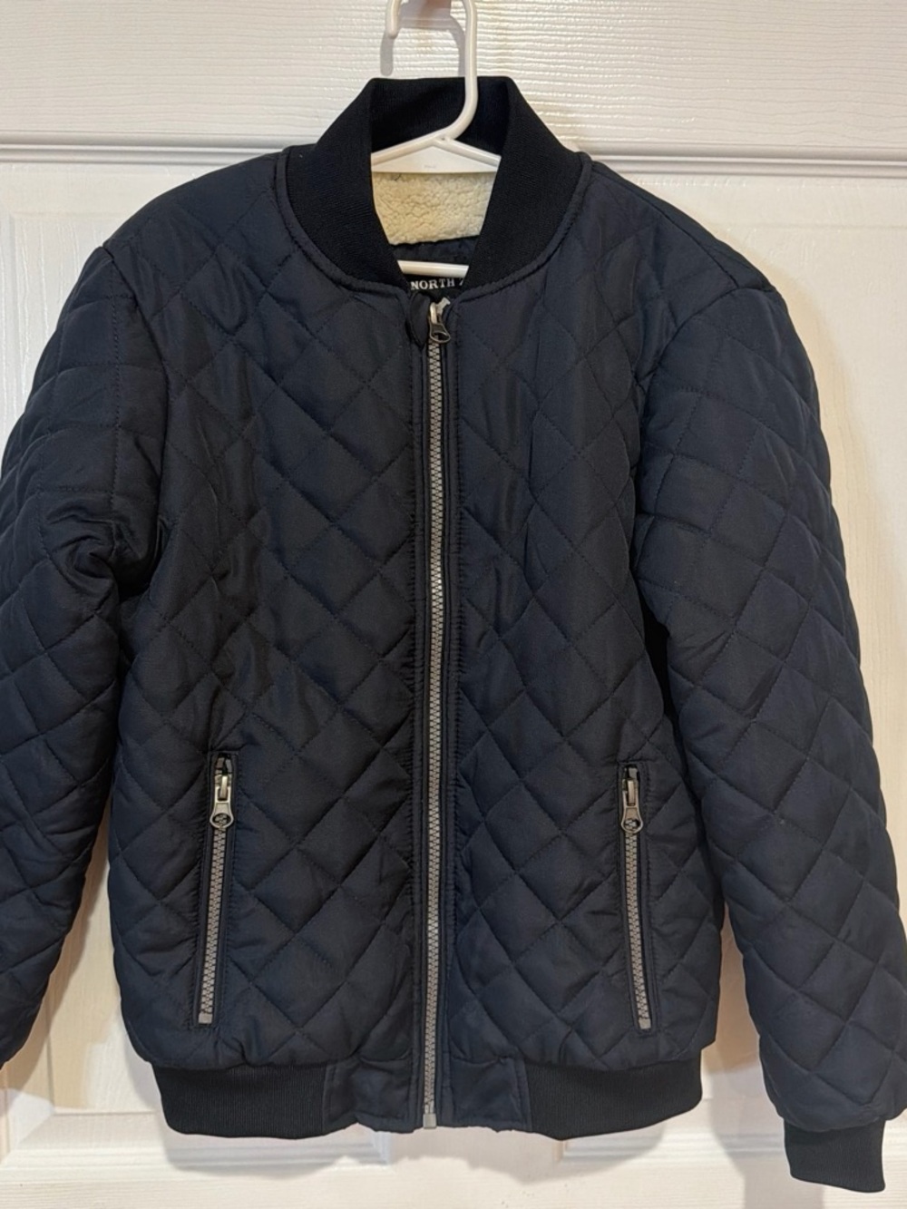 North Zone Kids Quilted Puffer Bomber Jacket - Black- Size 8
